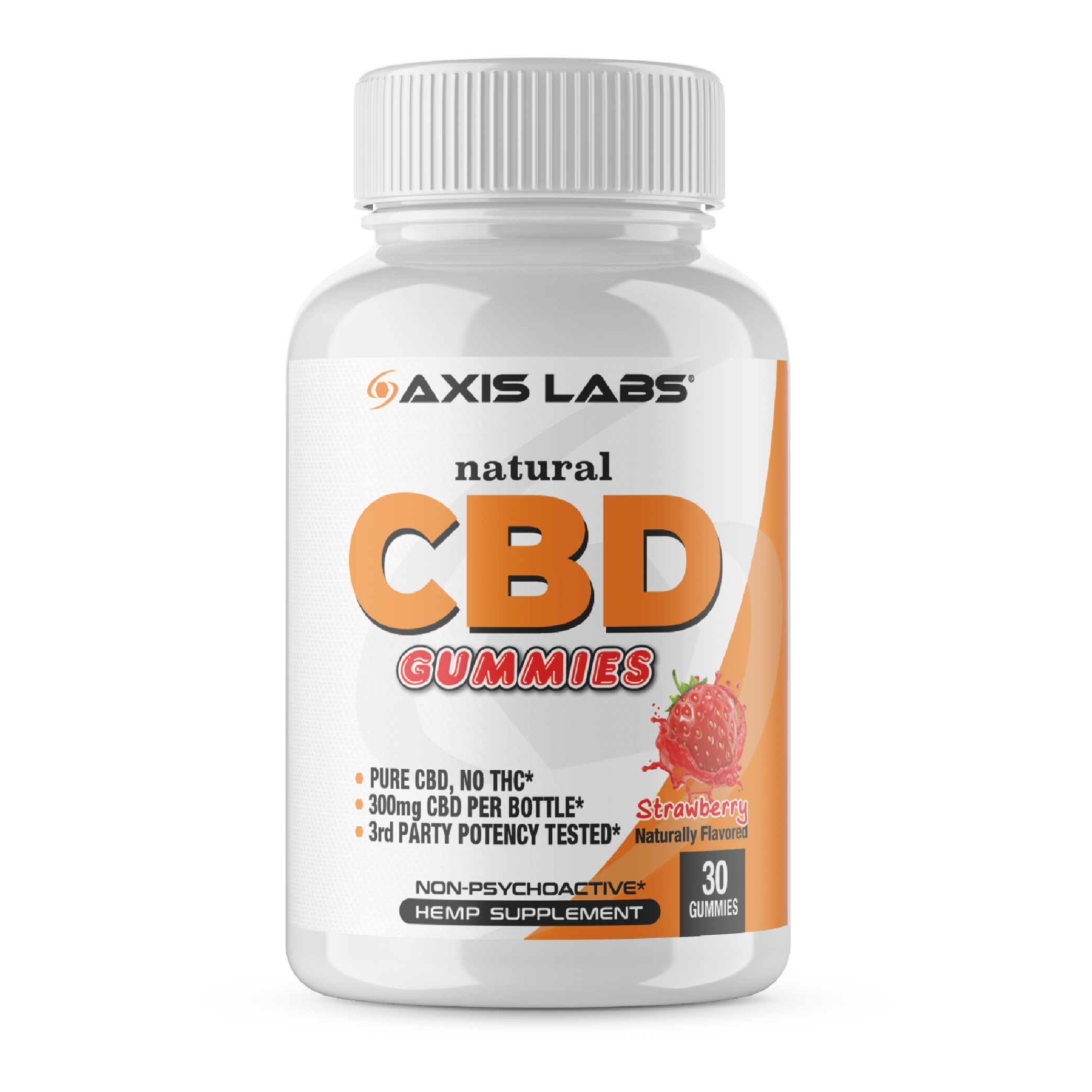 CBD Gummies 300mg Strawberry, 30 Gummies - Axis Labs CBD