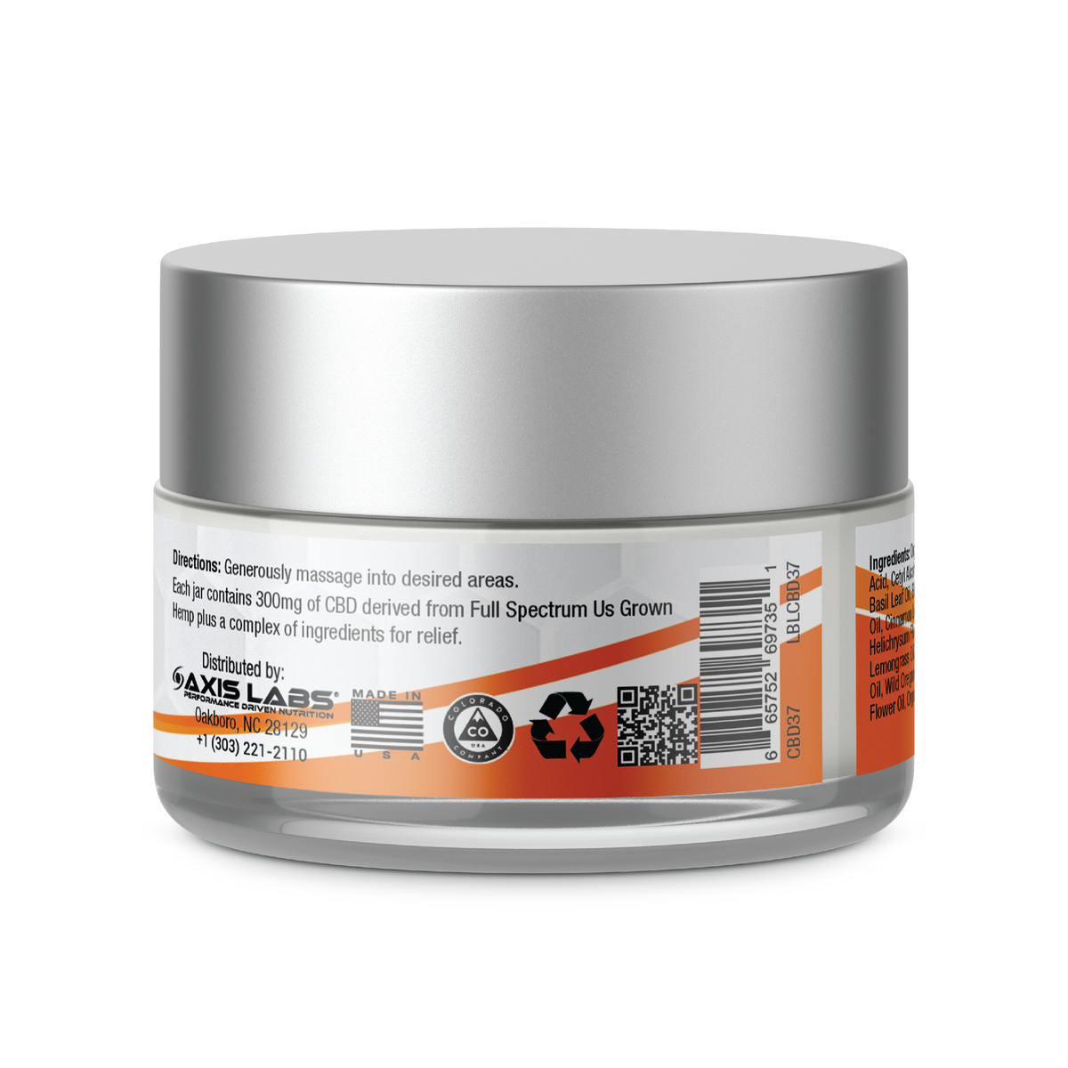 CBD+Relief Cream 300mg 2oz Axis Labs CBD - Pain Relief Cream