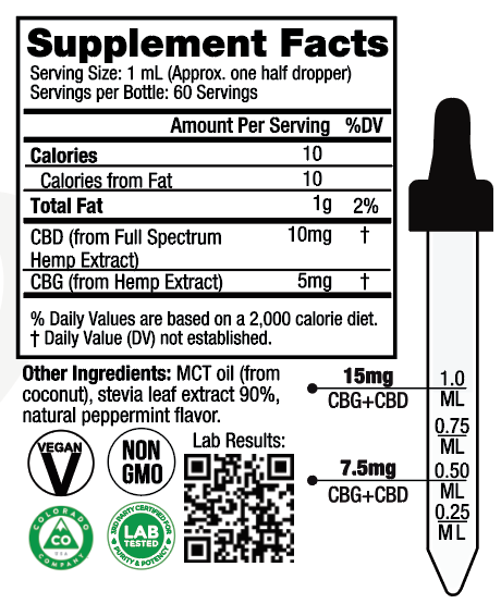 CBG+CBD Oil 900mg Tincture Peppermint Axis Labs CBD - CBD+CBG Oil Tincture