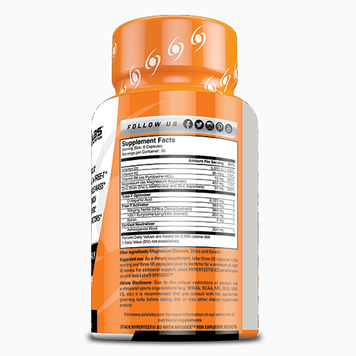 HYPERTEST XD - 180 Capsules Axis Labs CBD - d-aspartic acid, lj100, long jack, testosterone, testosterone booster, zma